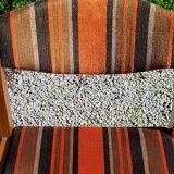Set of 5 70s designer chairs in beech and orange and brown velvet Self éditeur