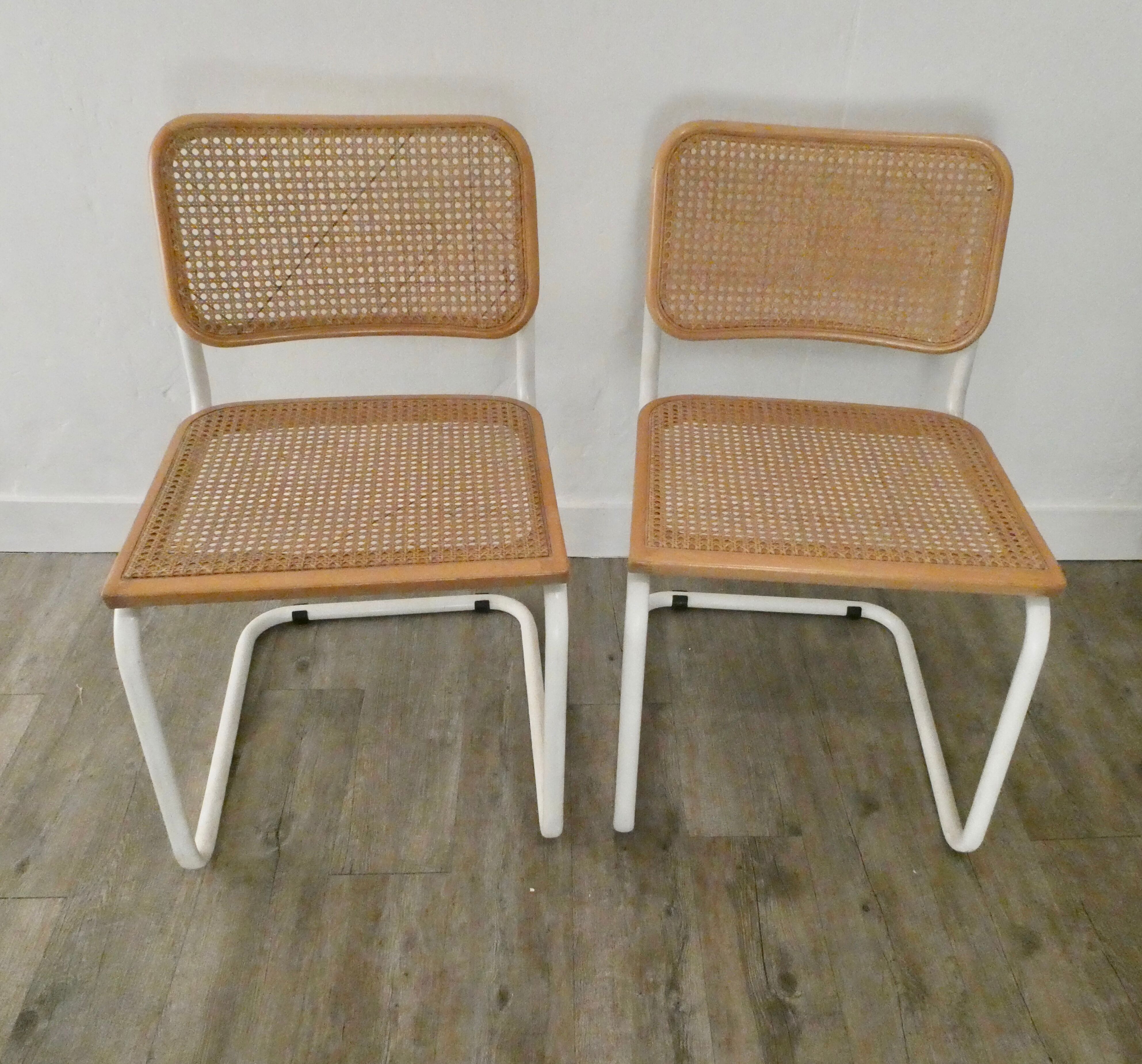 Pair of B32 chairs by Marcel Breuer, Made in Italy
