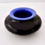 Iridescent Black and Azure Cased Glass Vase, Italy