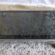 Side table in chromed metal and smoked glass, 60s-70s