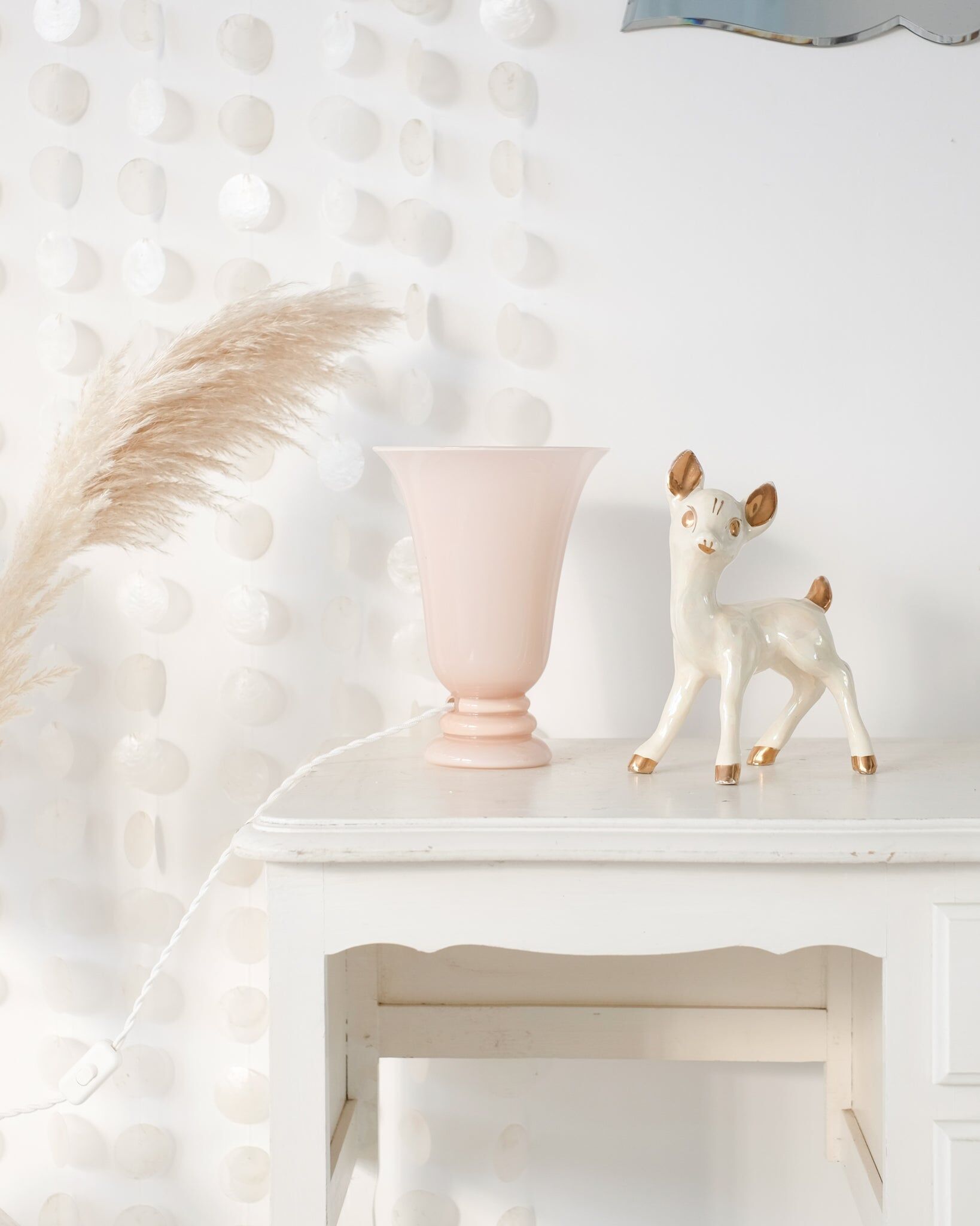 Pink opaline basin lamp
