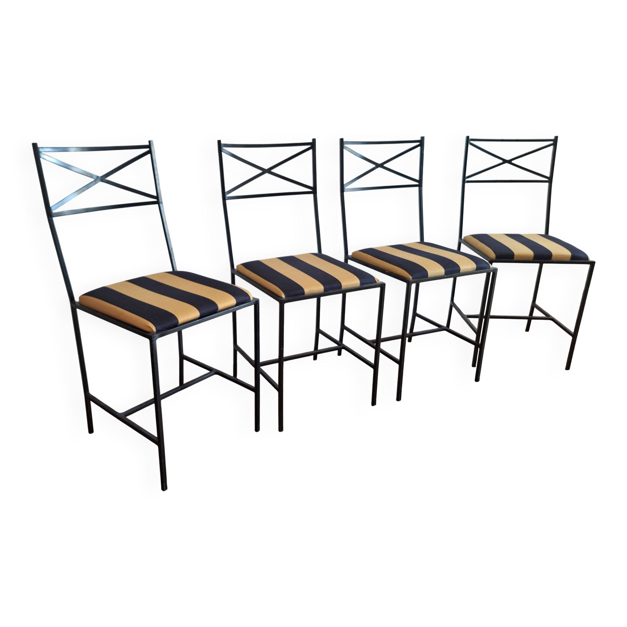 4 padded metal chairs