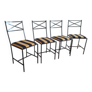 4 chaises métal rembourrée
