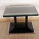 Art Deco Bauhaus Side Table in Black Lacquer & Chrome, Austria, 1920s