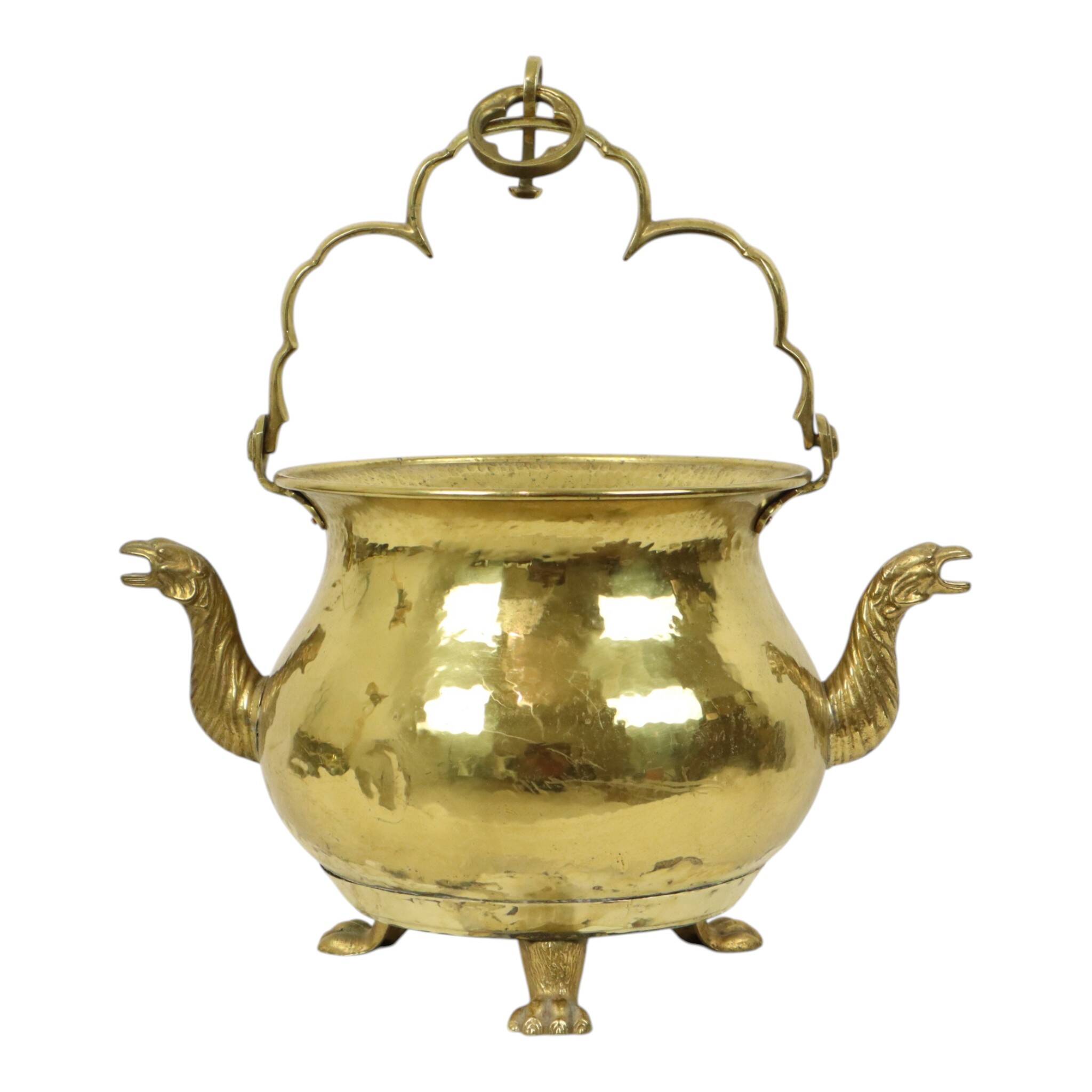 Large Copper Kettle Jardinière Flowerpot Griffin Brass