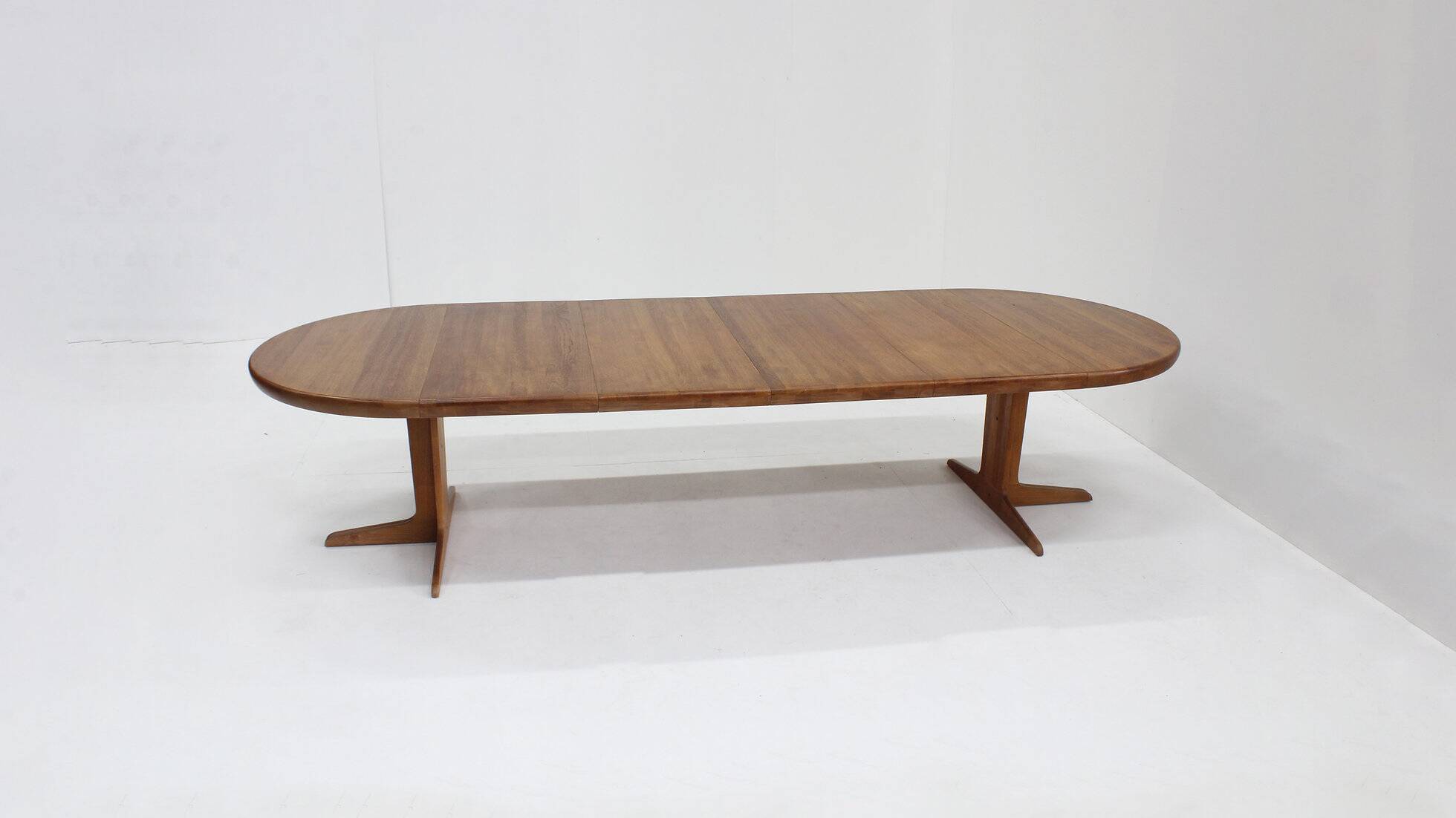 Vintage Danish large round extendable dining table 1960s XL