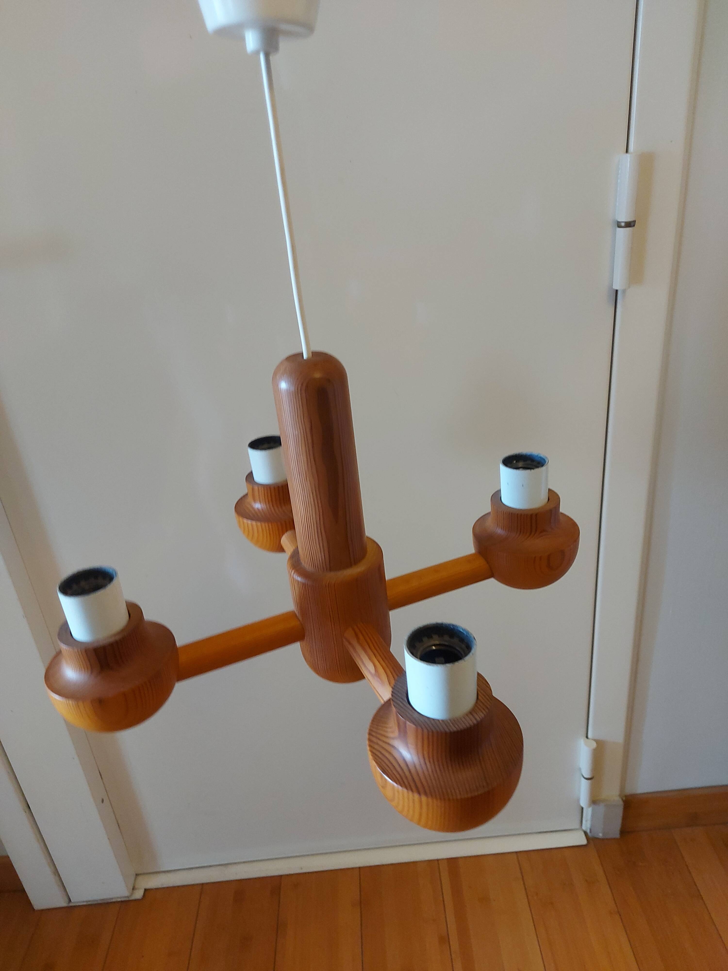 Vintage Ikea pine chandelier