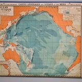 Large vintage school wall map – Pacific Ocean