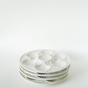 Set of 4 oyster plates in majolica, White, 1960
