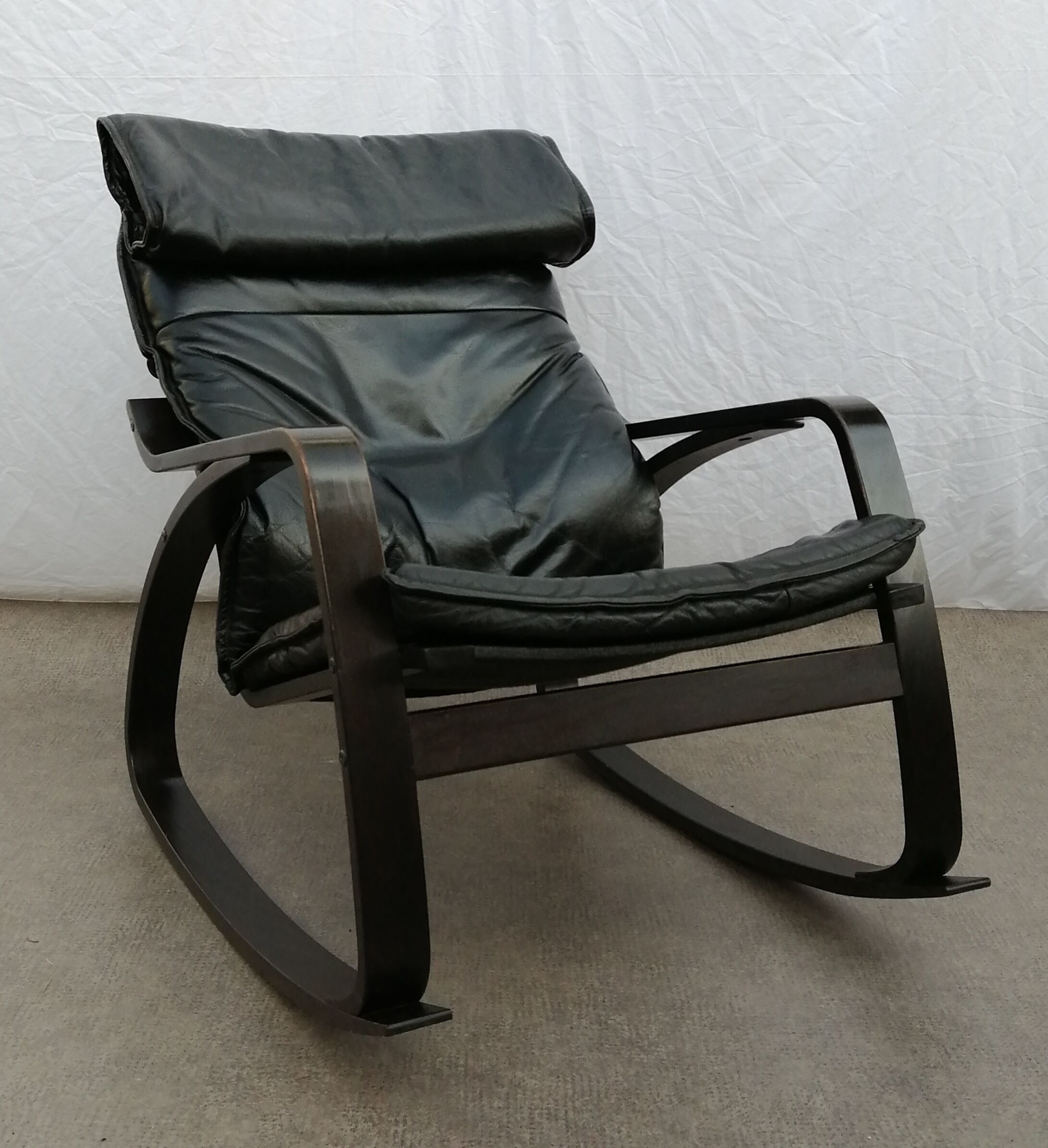 Ikea Poem leather rocking armchair from the vintage 1990s