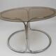 ​Table à manger en métal chromé et verre fumé