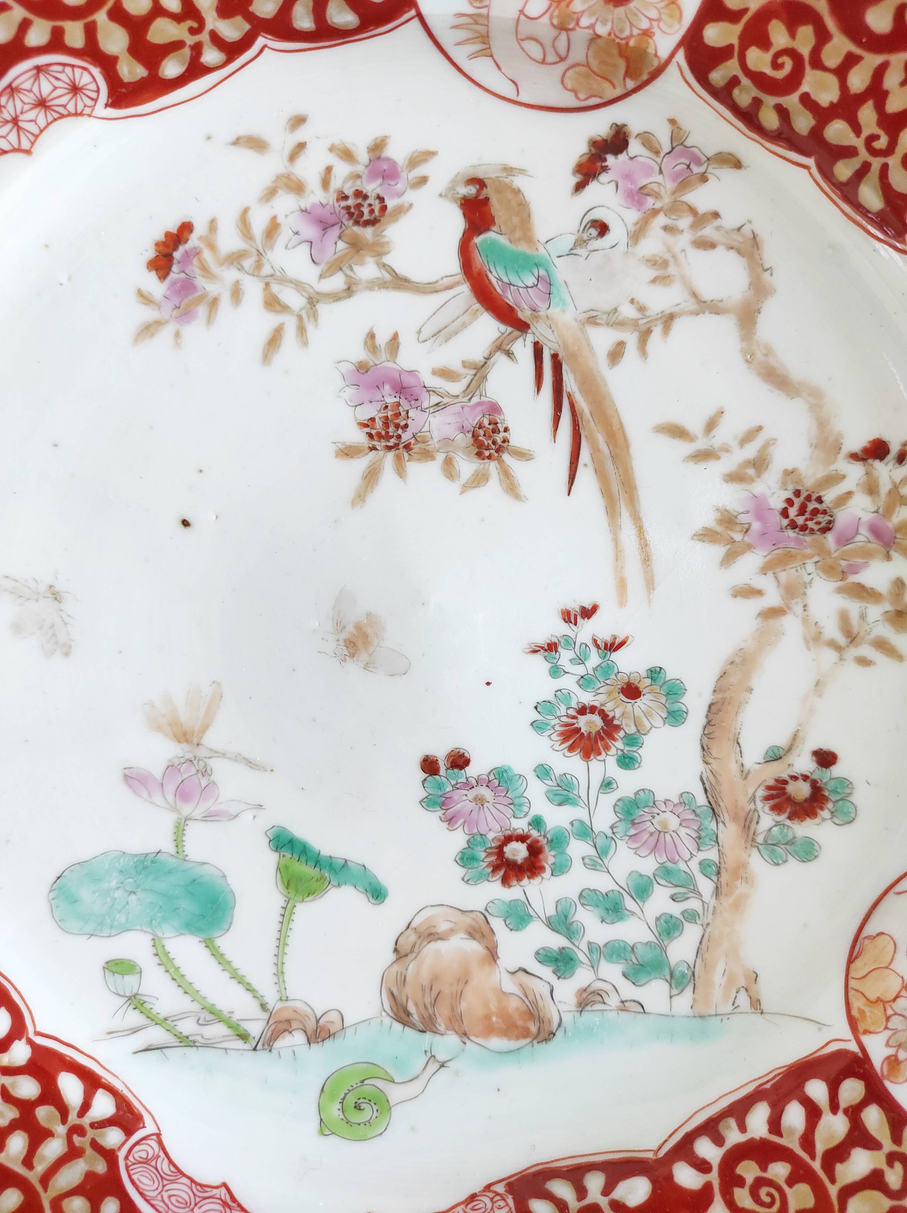 Japanese plate circa 1900 birds and insects