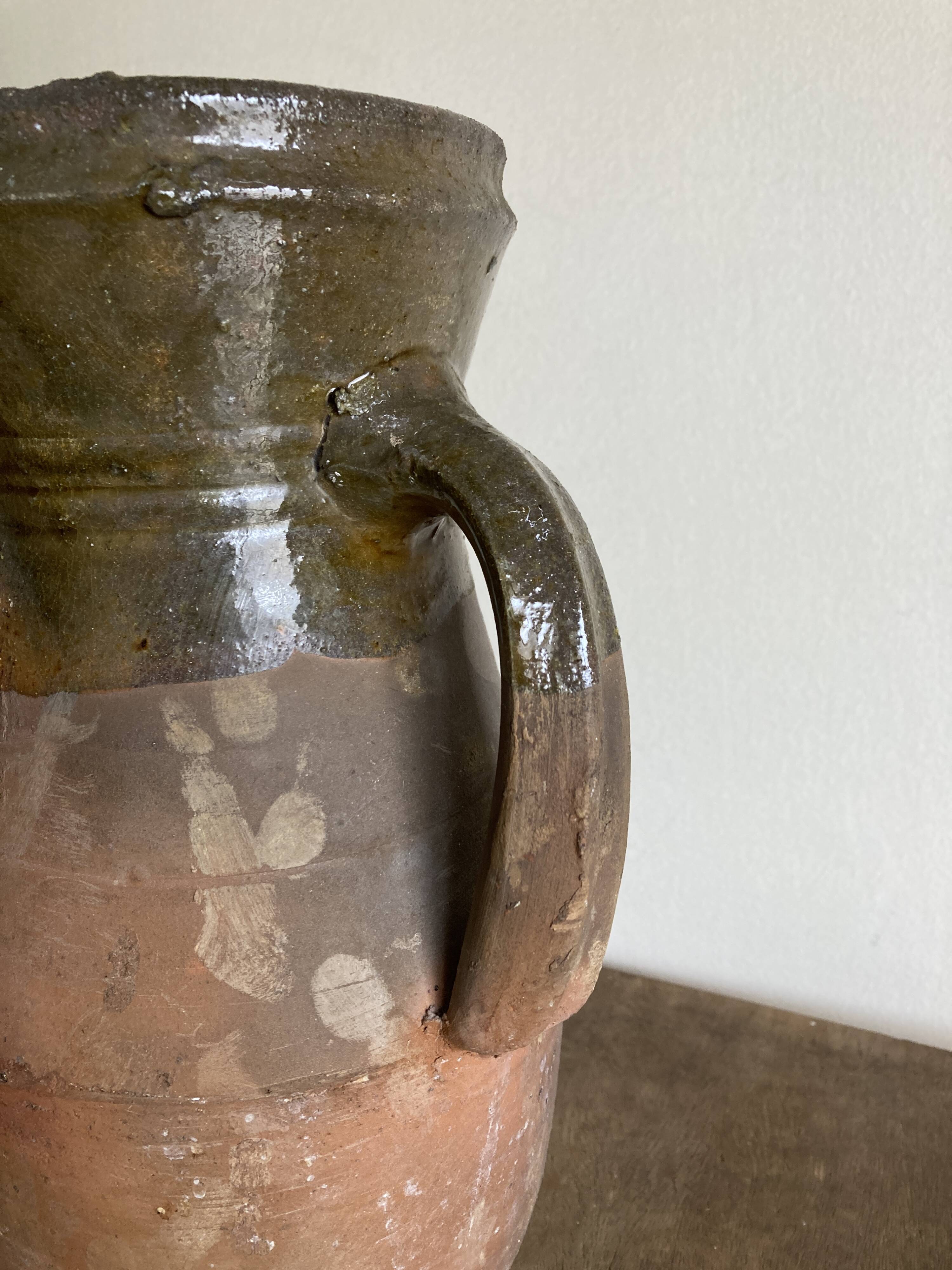 XL vase jar amphora in glazed terracotta