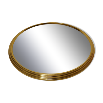 Plateau laiton et miroir rond vintage