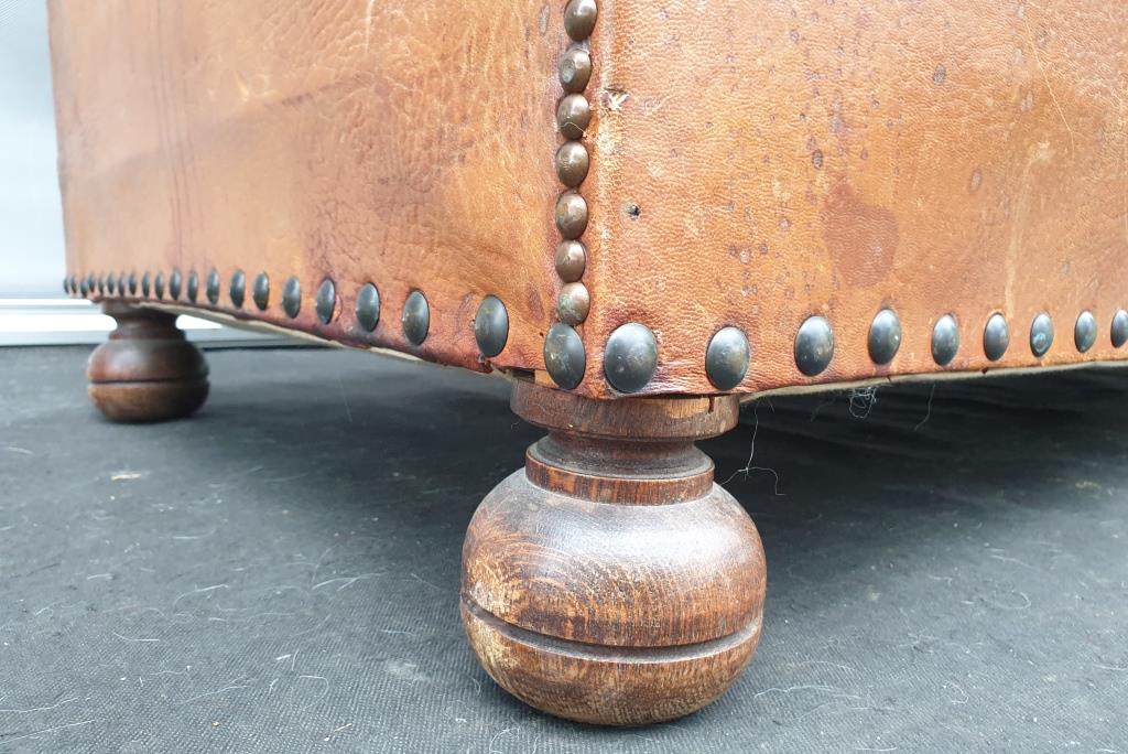 Vintage studded leather club sofa 50/60