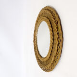 Round wicker mirror, 34cm
