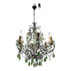 Lustre en cristal macaroni vert, années 1950