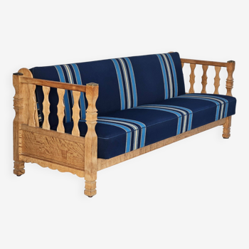 1970s, Danish sleeping foldable sofa, oak wood