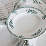 4 antique deep plates, ironstone, Saint Amand, 19th century.