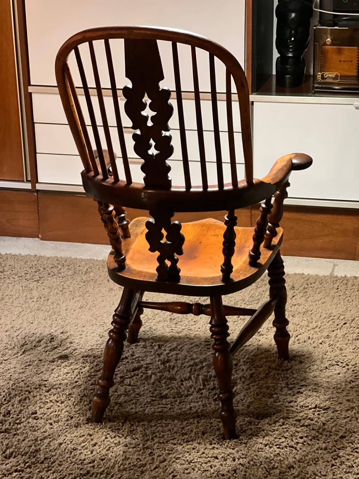 Large Victorian Windsor Armchair in Elm, 19th Century