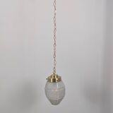 Art Deco faceted glass suspension, vintage light fixture with a diamond spirit and é.
