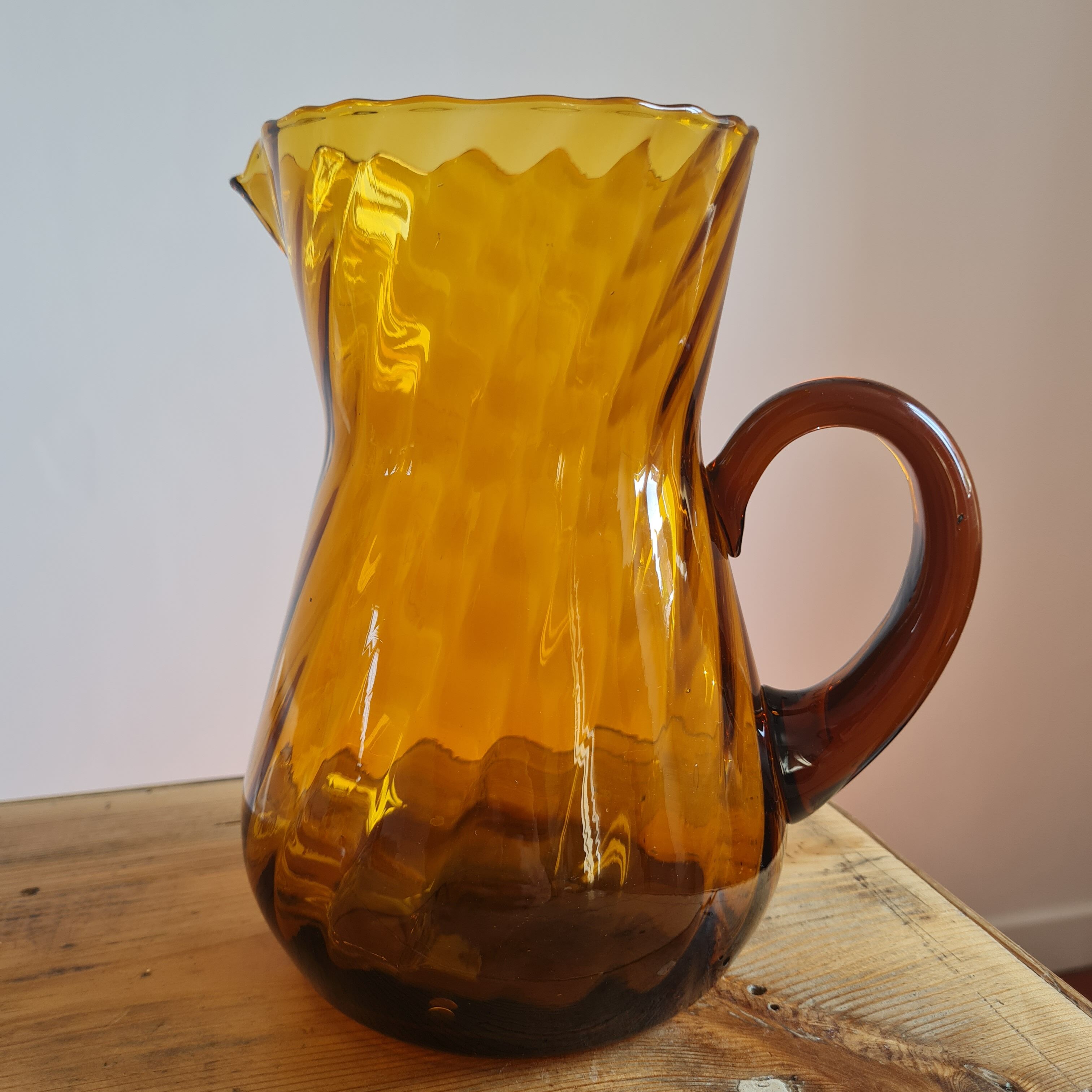 Amber blown glass decanter