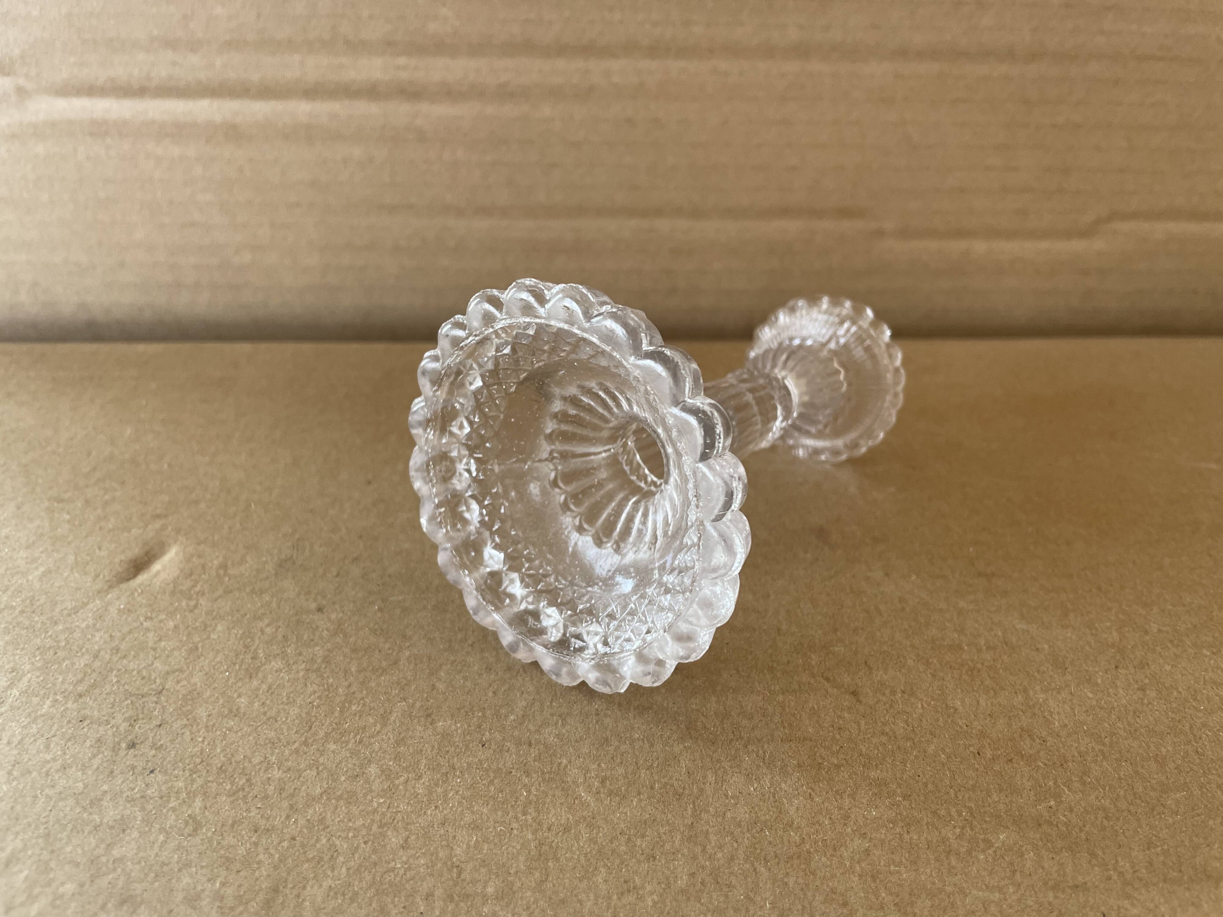 Small antique glass candle holder