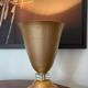 Lampe de table art déco vasque cuivre martelé et cristal, france 1930 vintage