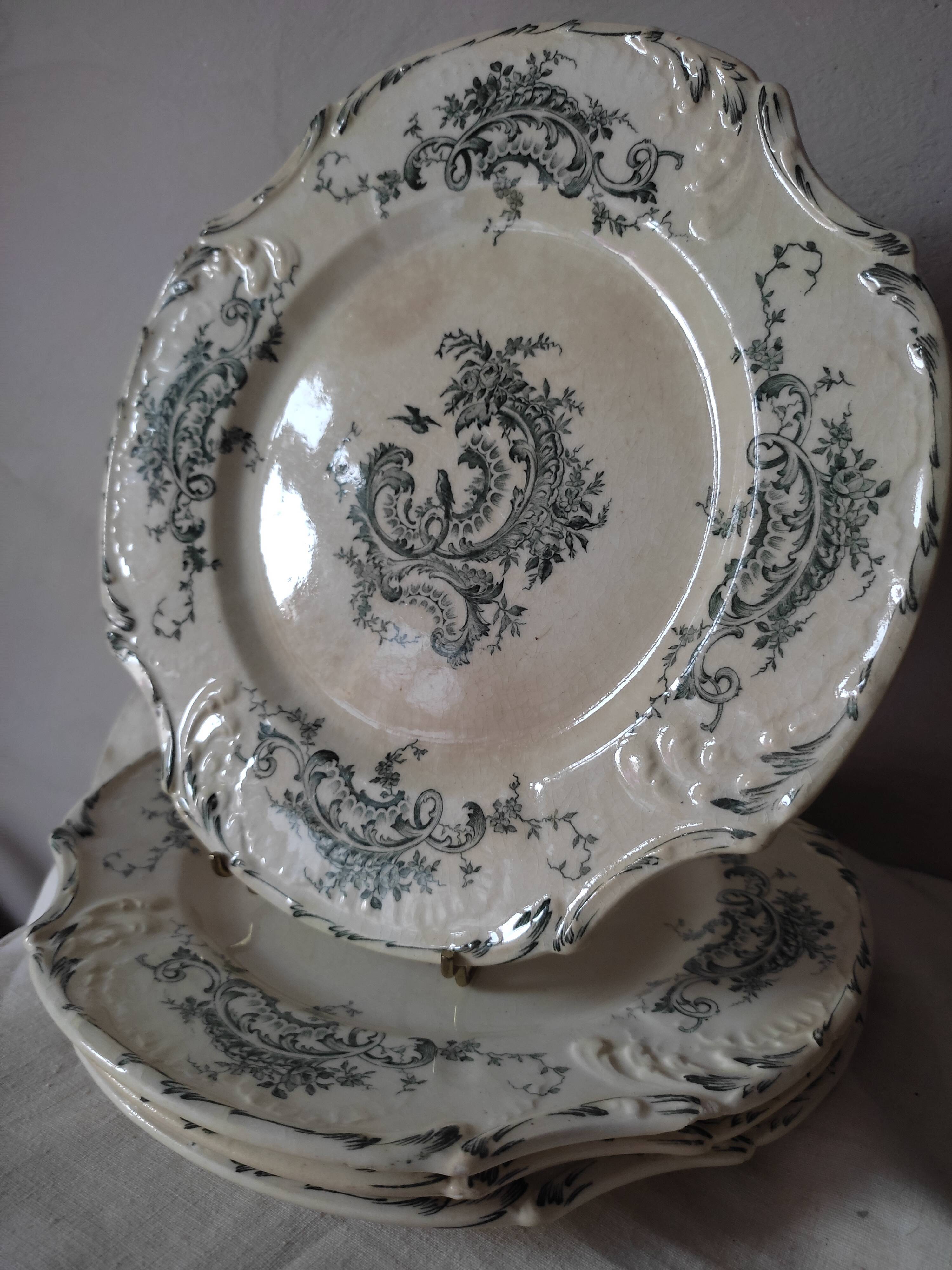 4 plates at the end of 1800 by Gien