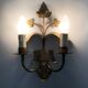 Pair of Italian wall lights with 2 gold leaf gilded arms. 70s 80s