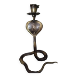 Old cobra bronze candlestick