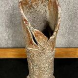 Free-form raku roller vase on heel, dated and signed
