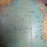 Old terrestrial globe world map Taride metal feet