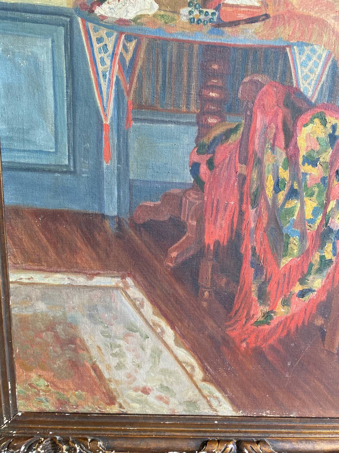 Oil on canvas inside the shawl