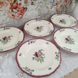 Set of 5 hollow plates Gien France Lorraine model