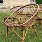 4 "shell" rattan armchairs 1960's