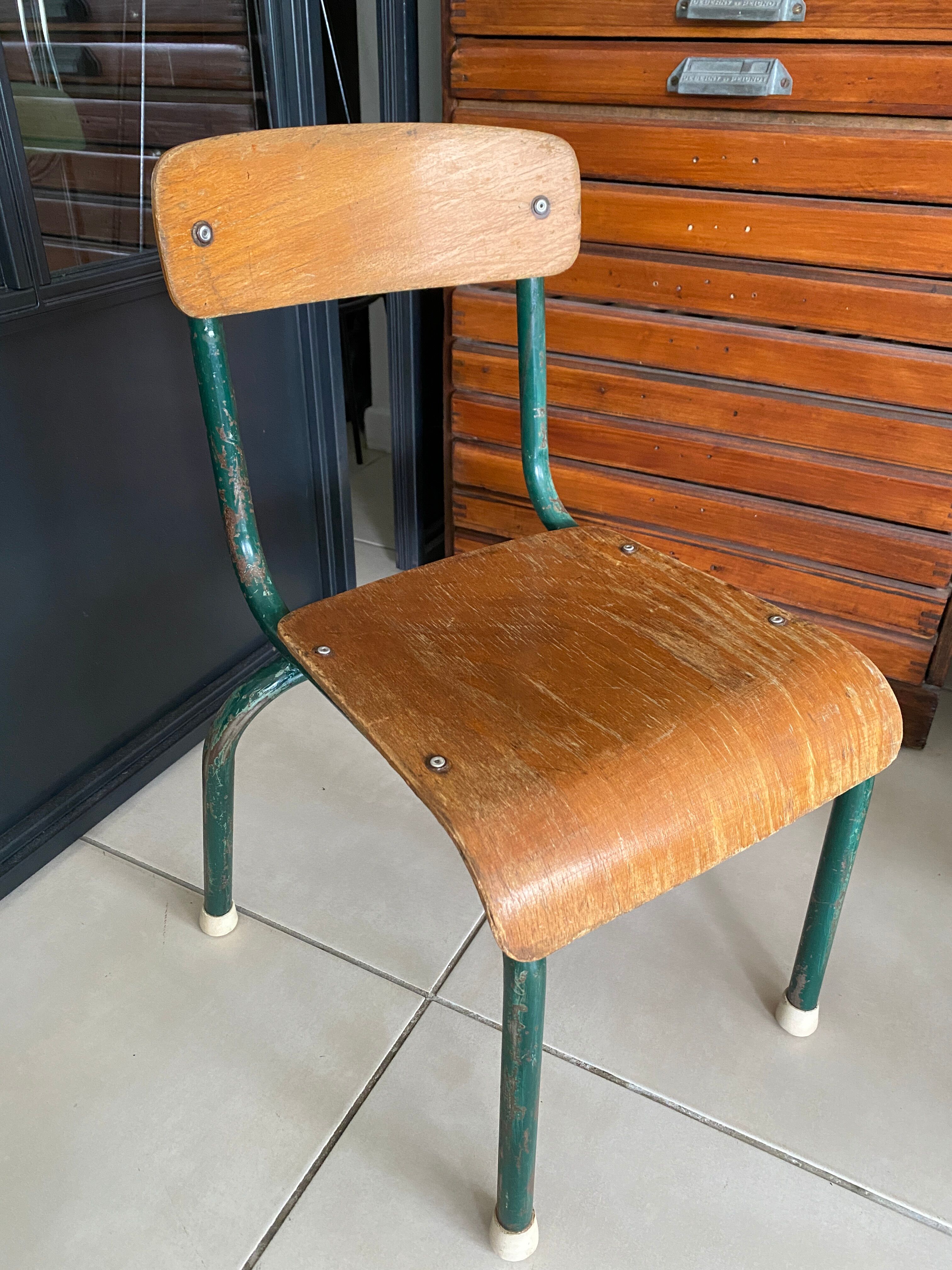 Old children's school chair wood and metal