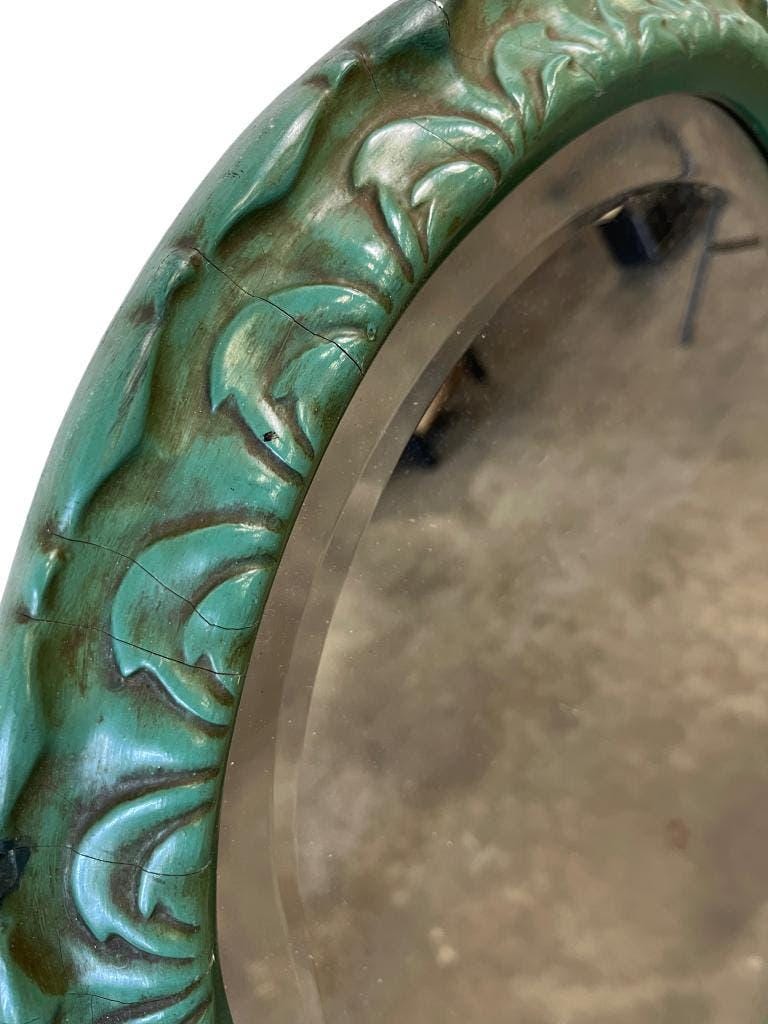 Vintage green organic wall mirror