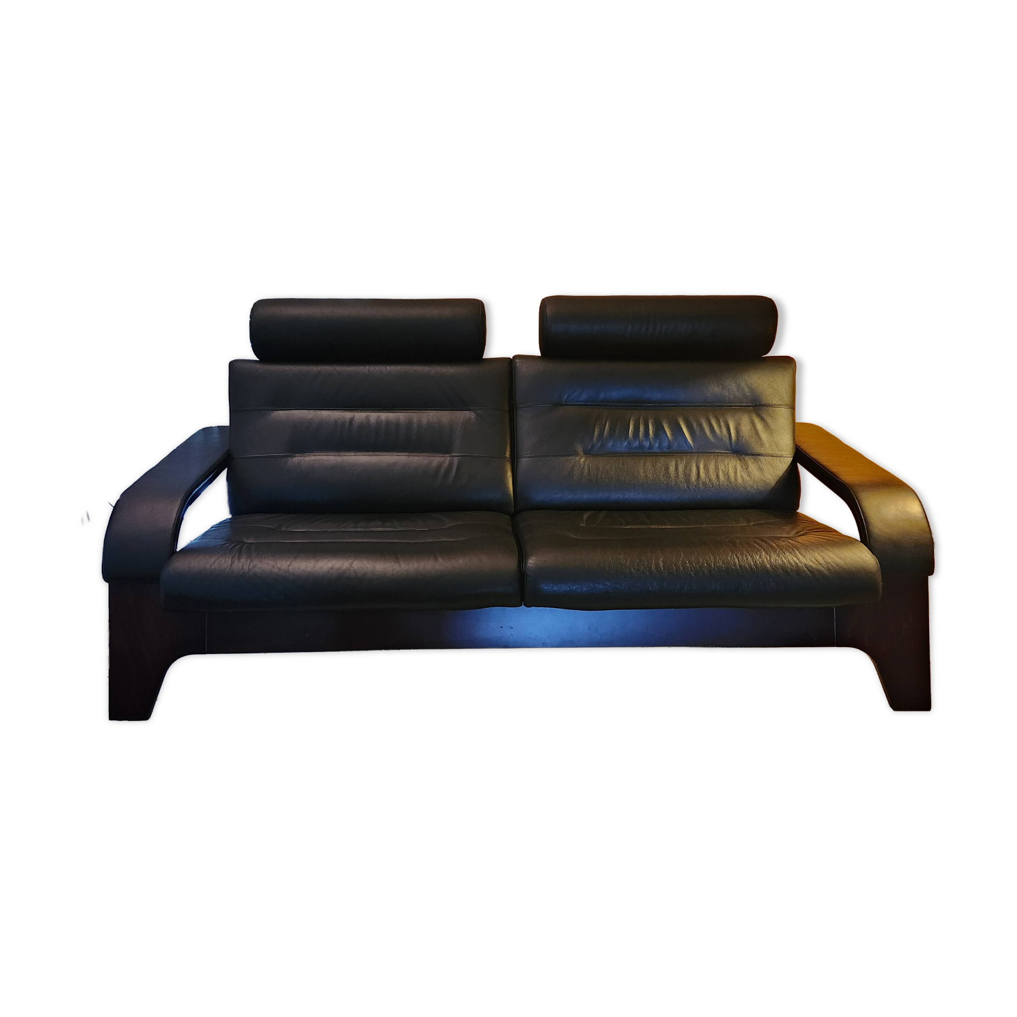 Black leather sofa Nova Roche Bobois