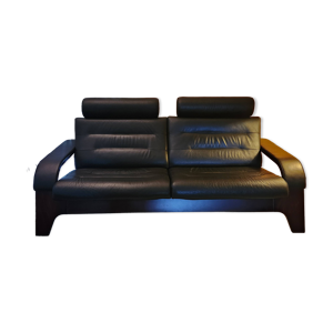 Canapé en cuir noir Nova Roche Bobois