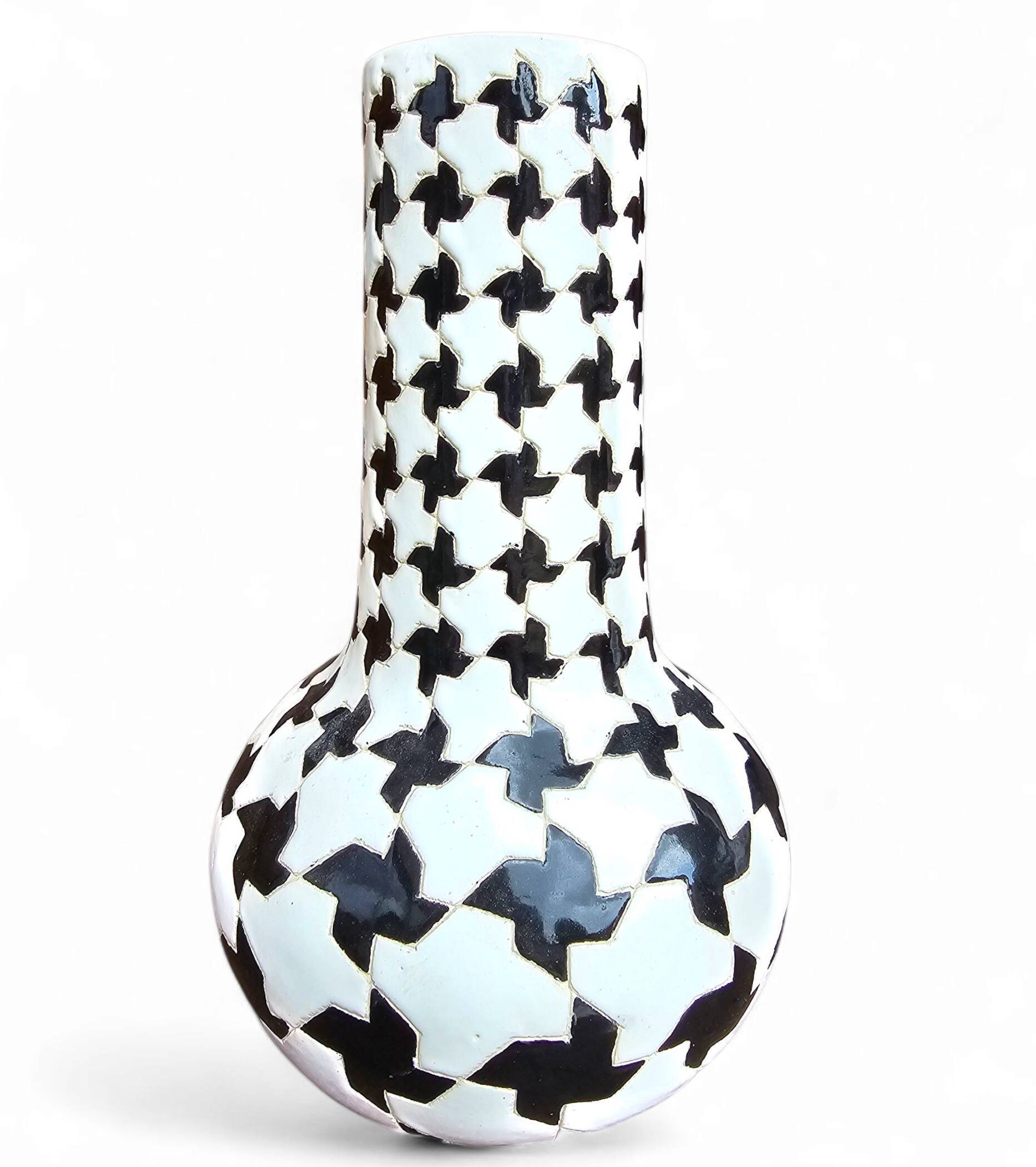 2 x ceramic / Pied de Poule vases / 1980s