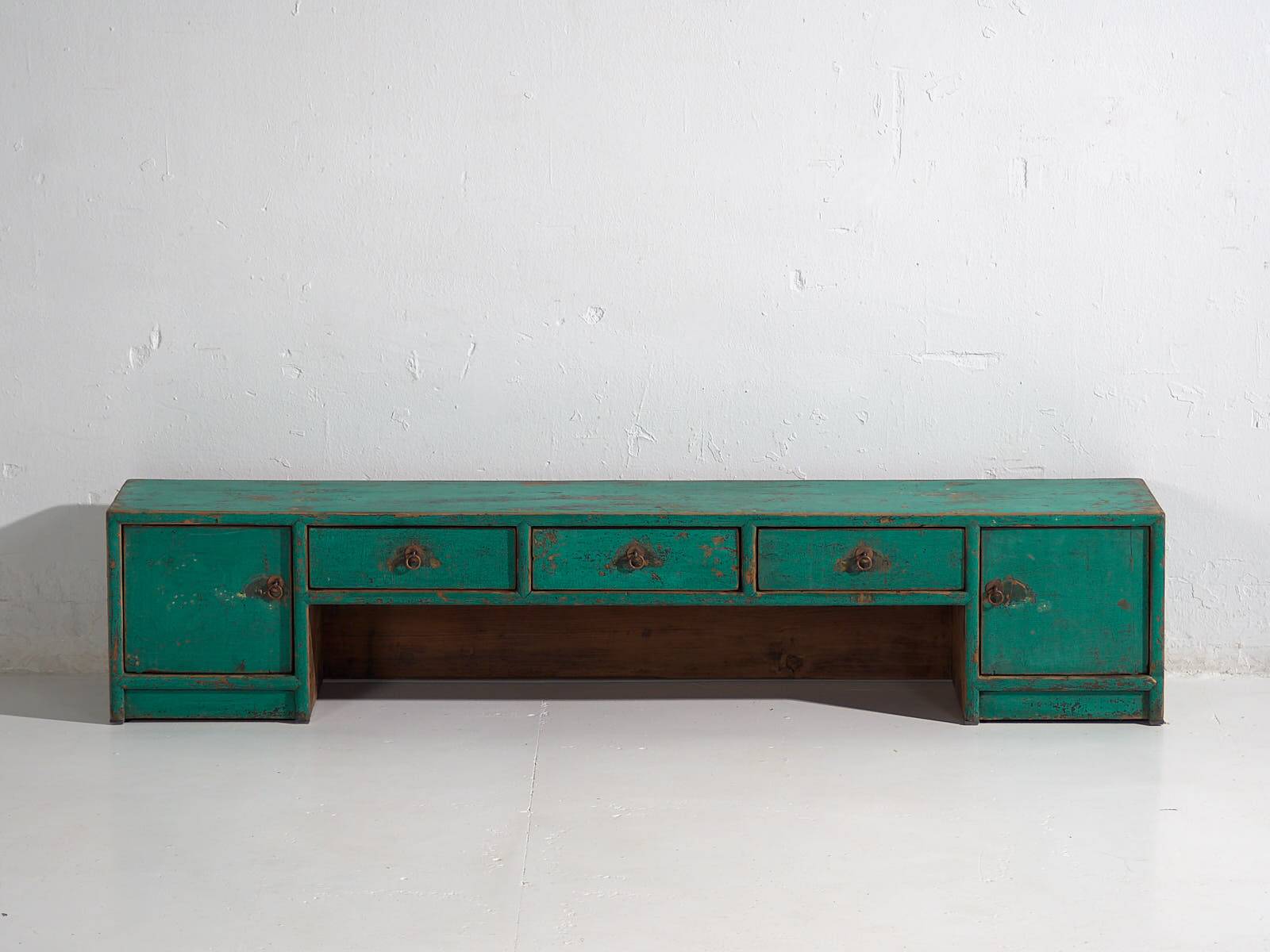 Antique oriental turquoise green TV cabinet (c.1900) #26