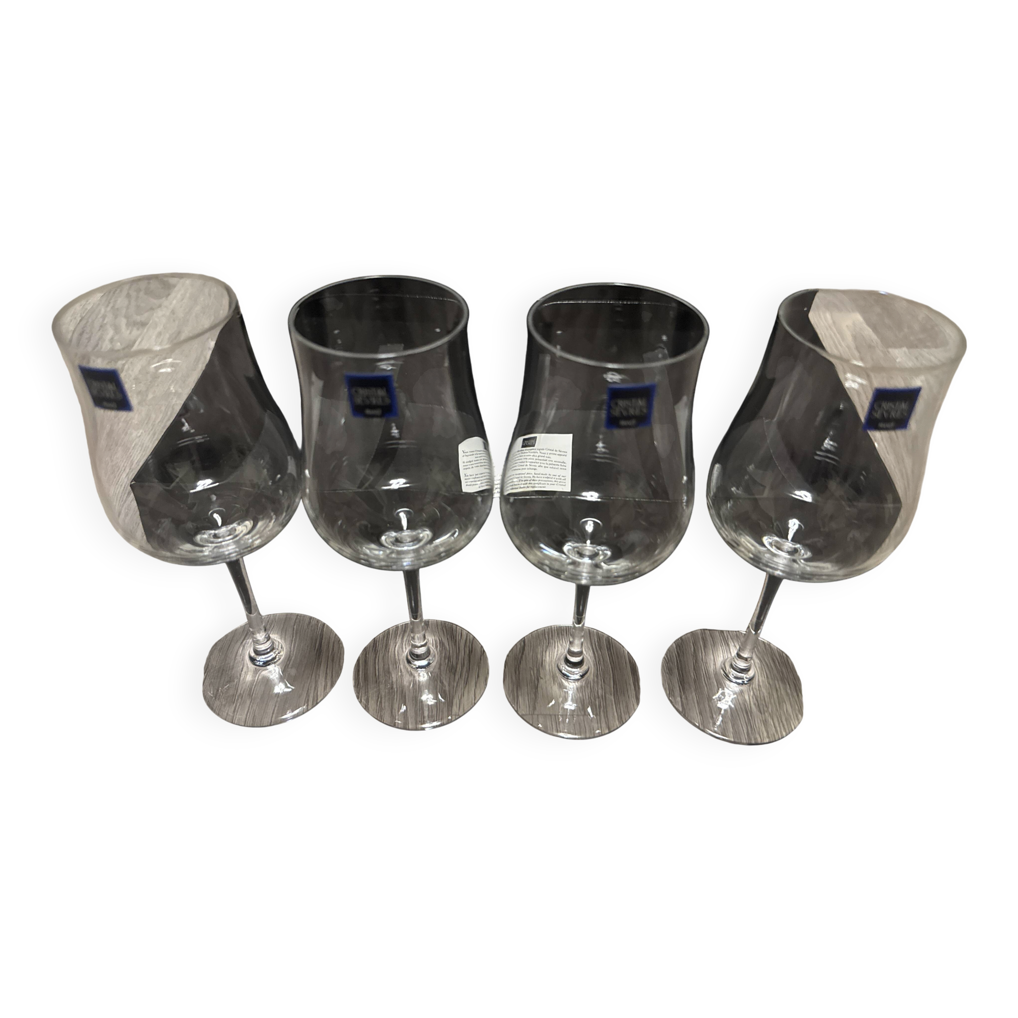 Lot of 4 Crystal Wine Glasses from Sèvres, France