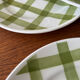 Lot of vintage checkered green dessert plates Moulin des Loups model.