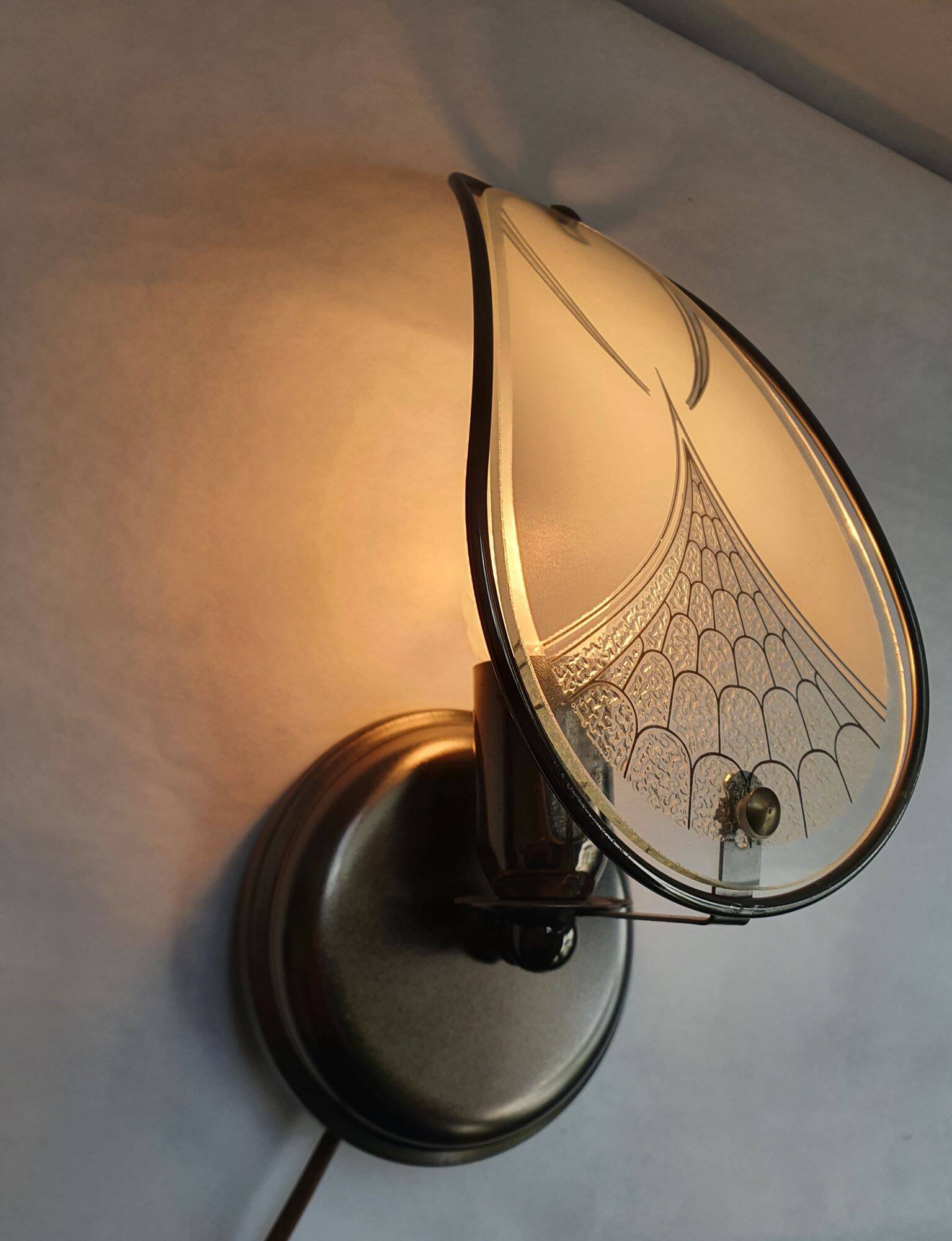 Pair of vintage art deco style glass wall sconces