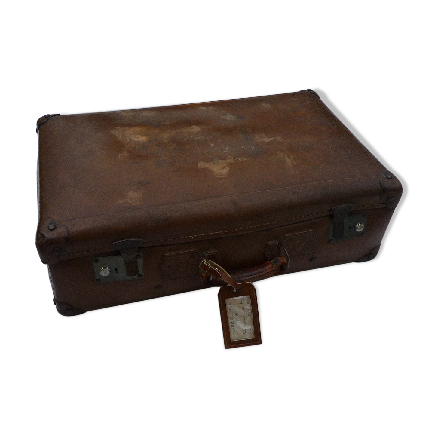Suitcase old vintage leather