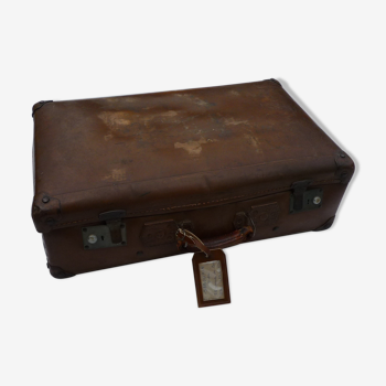 Suitcase old vintage leather