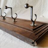 Art Deco wall-mounted coat rack in solid wood - 5 hooks
