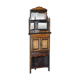 Buffet d'angle italien antique vers 1880 en bois dur avec incrustation de buis et miroir