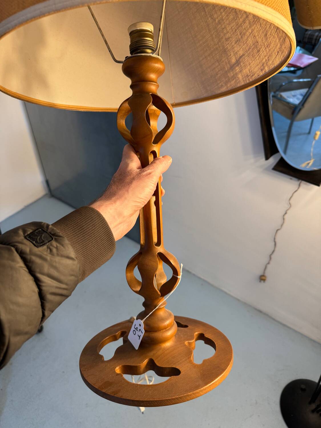 Lampe de table en bois italien vintage des années 50